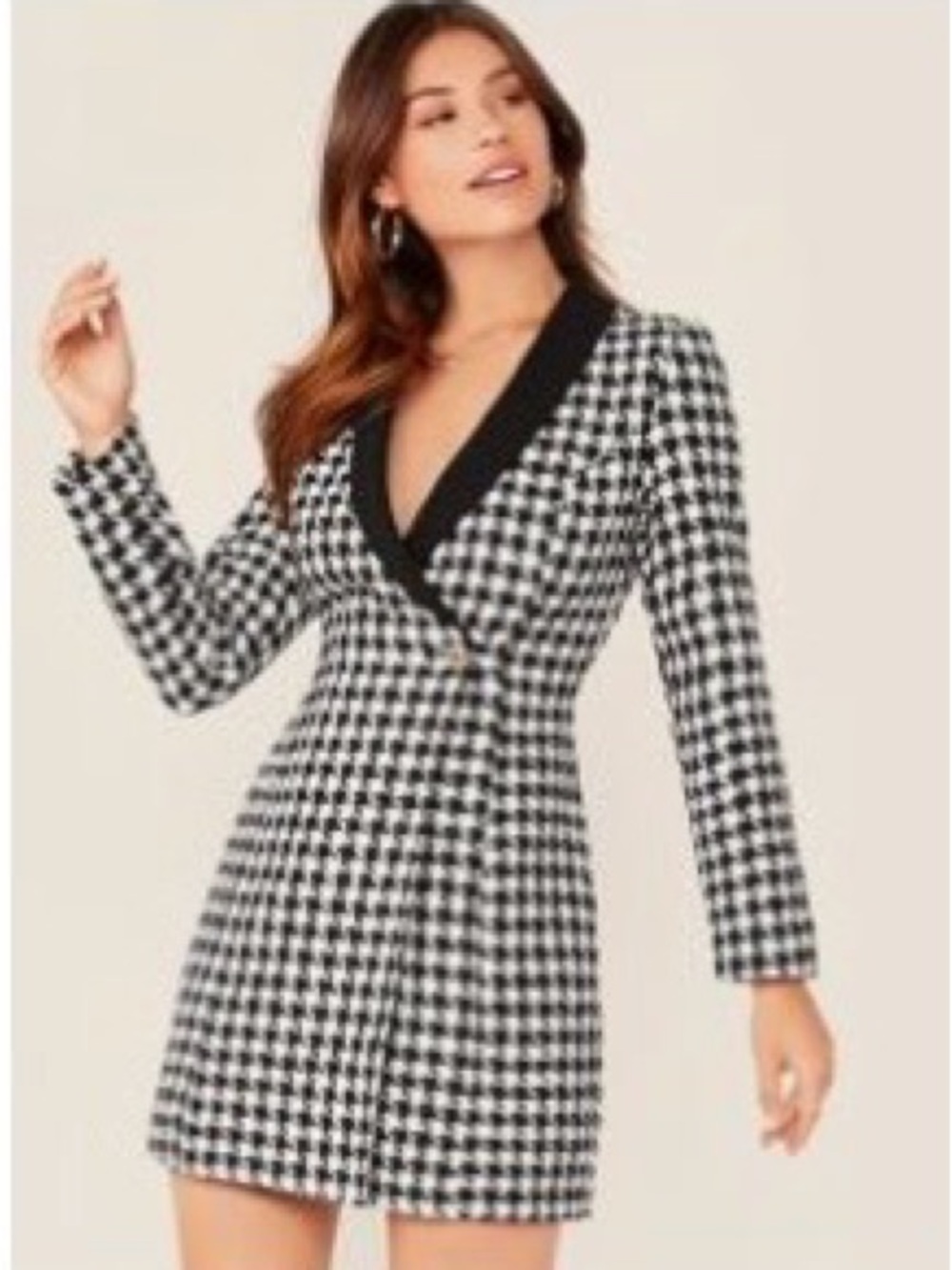 Wrap Button Tweed Blazer Mini Dress
